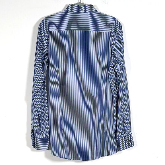 Eton Button Up Long Sleeve Shirt Mens Sz 15.5 39 M Striped Blue Contemporary - Picture 4 of 11